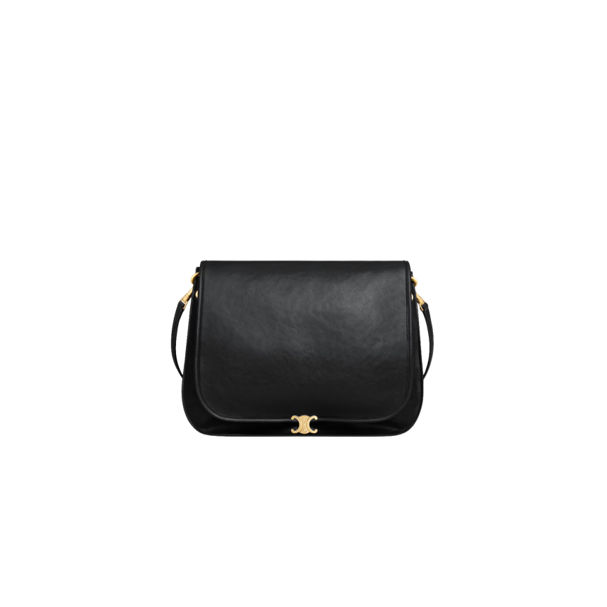 Sac Besace  CELINE Soft Triomphe cuir agneau souple brillant noir