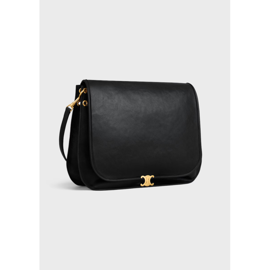 Sac Besace  CELINE Soft Triomphe cuir agneau souple brillant noir