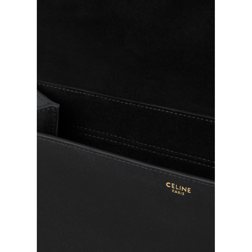 Sac Besace  CELINE Soft Triomphe cuir agneau souple brillant noir
