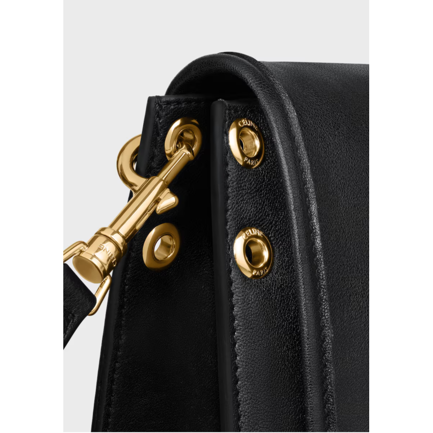 Sac Besace  CELINE Soft Triomphe cuir agneau souple brillant noir