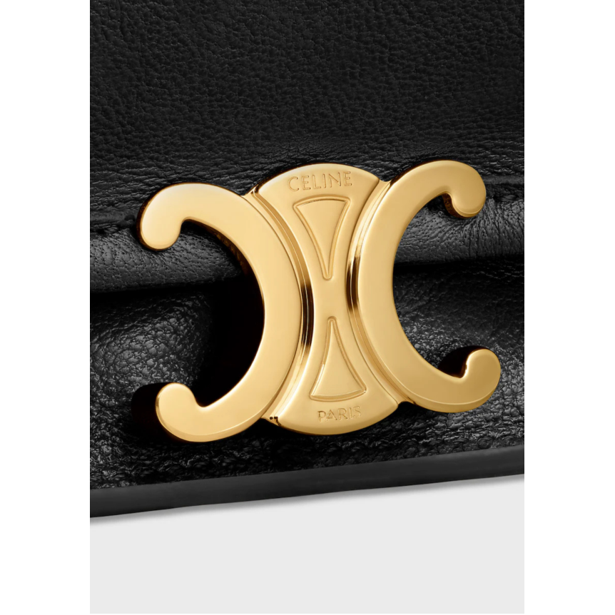 Sac Besace  CELINE Soft Triomphe cuir agneau souple brillant noir