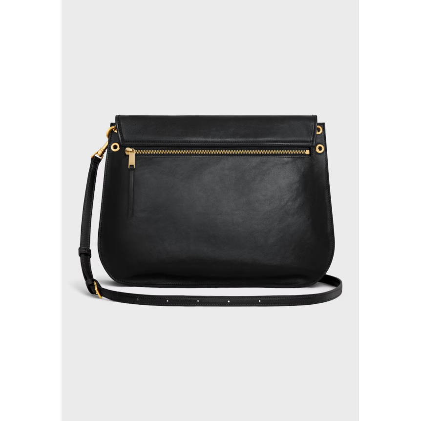 Sac Besace  CELINE Soft Triomphe cuir agneau souple brillant noir