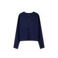 Veste Paletot col rond cuir agneau bleu marine intérieur foulard bouton pression Triomphe