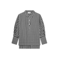Chemise liquette coton vichy noir blanc bouton nacre gravé