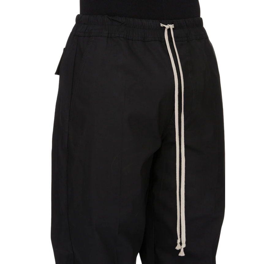 Pantalon droit RICK OWENS FW26 Tower Dietrich Drawstray popeline coton noir poche plaquée