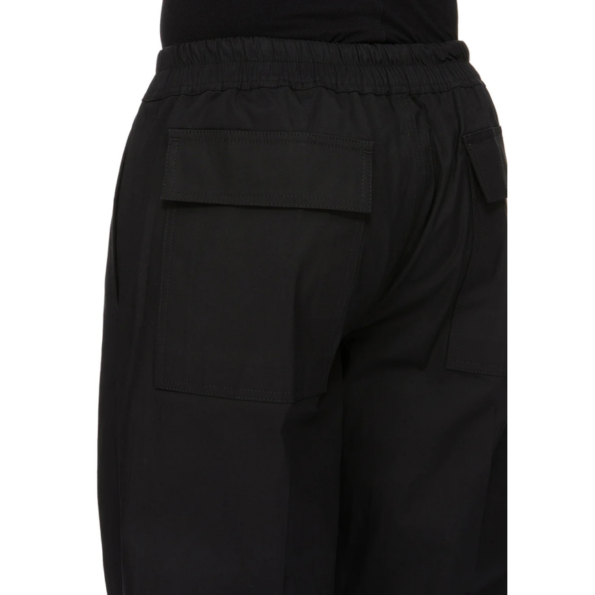 Pantalon droit RICK OWENS FW26 Tower Dietrich Drawstray popeline coton noir poche plaquée