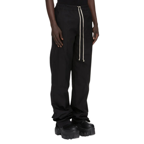Pantalon droit RICK OWENS FW26 Tower Dietrich Drawstray popeline coton noir poche plaquée