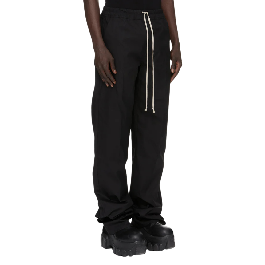 Pantalon droit RICK OWENS FW26 Tower Dietrich Drawstray popeline coton noir poche plaquée