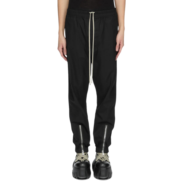 Pantalon de survêtement RICK OWENS FW26 Tower Tecualt popeline coton épais noir bas zippé