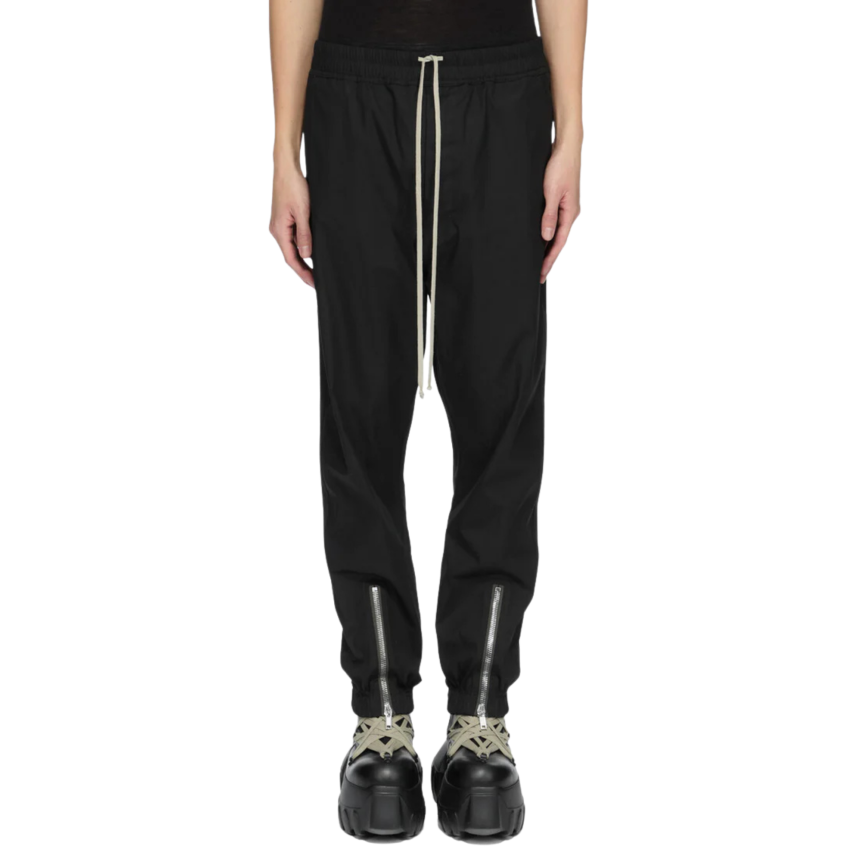 Pantalon de survêtement RICK OWENS FW26 Tower Tecualt popeline coton épais noir bas zippé