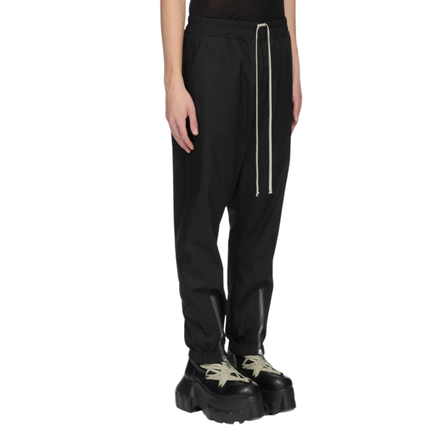Pantalon de survêtement RICK OWENS FW26 Tower Tecualt popeline coton épais noir bas zippé