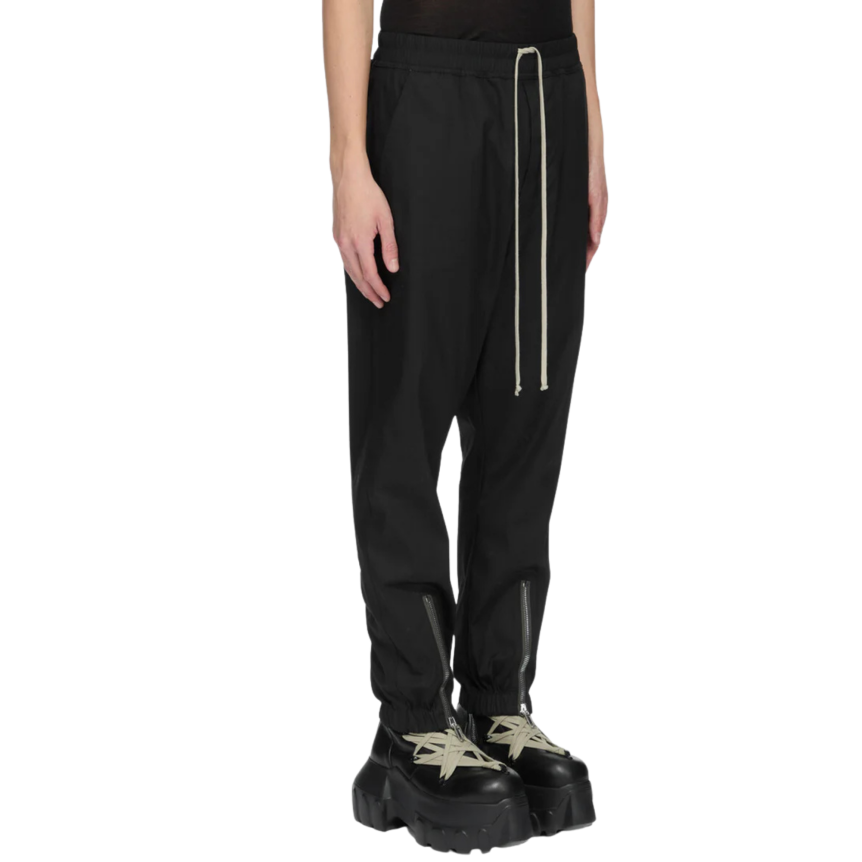 Pantalon de survêtement RICK OWENS FW26 Tower Tecualt popeline coton épais noir bas zippé