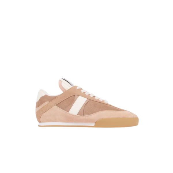 Basket basse CHLOE Kick resille cuir velours vieux rose