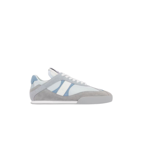 Basket basse CHLOE Kick resille cuir velours gris clair bleu ciel