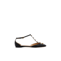 Ballerine plate Céleste cuir agneau noir bride bijoux