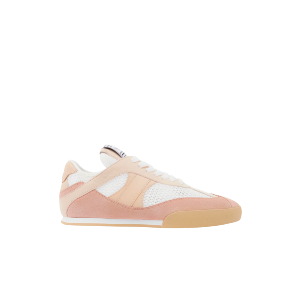 Basket basse CHLOE Kick resille cuir velours rose poudré