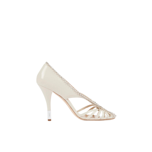 Escarpins à talon CHLOE Léonie cuir ivoire strass