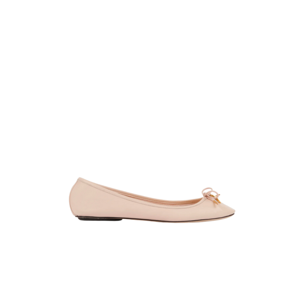 Ballerine CHLOE Iris cuir brillant beige rosé nœud charm banane