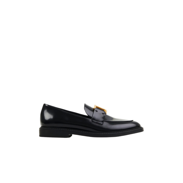 Mocassins CHLOE Marcie cuir veau glacé noir boucle doré