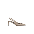 Escarpins ouverts Lollo cuir nappa beige logo DG doré