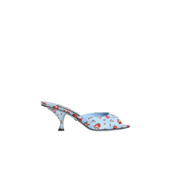 Mules DOLCE & GABBANA Keira en satin bleu à imprimé petites roses