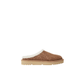 Sandales sabots bouts ronds nubuck marron FF relief fourrées mouton écru