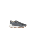 Basket running flanelle laine vierge gris bleu cuir veau bout fantaisie