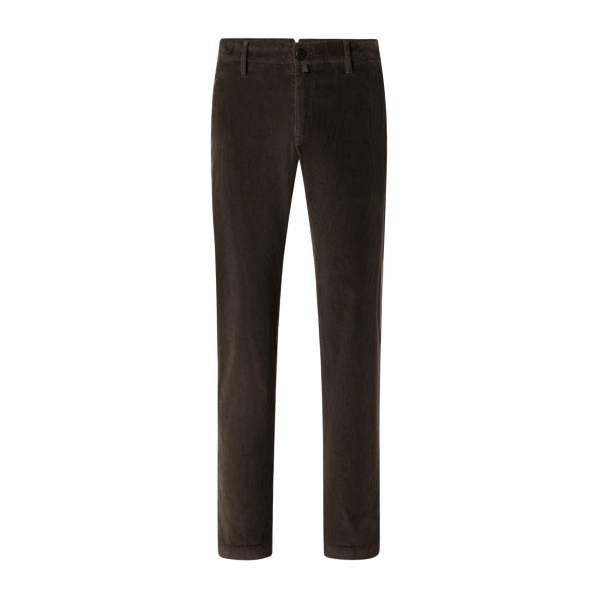 Pantalon chino JACOB COHEN Bobby slim velours côtelé coton marron foncé