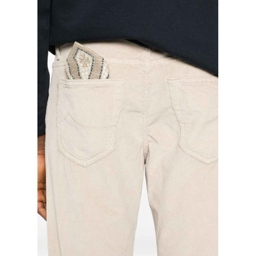 Pantalon chino JACOB COHEN Bobby slim velours côtelé coton beige clair