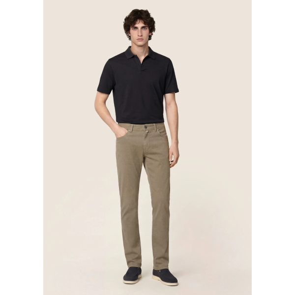 Pantalon slim 5 poches JACOB COHEN Nick gabardine extensible coton taupe