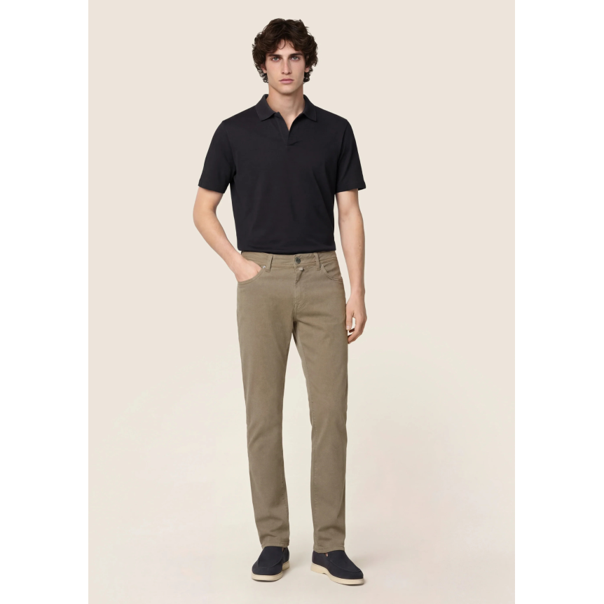 Pantalon slim 5 poches JACOB COHEN Nick gabardine extensible coton taupe