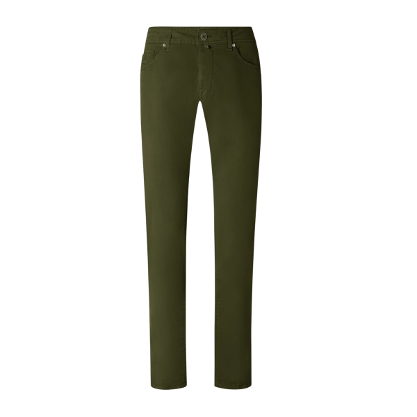 Pantalon slim 5 poches JACOB COHEN Nick gabardine extensible coton vert bouteille