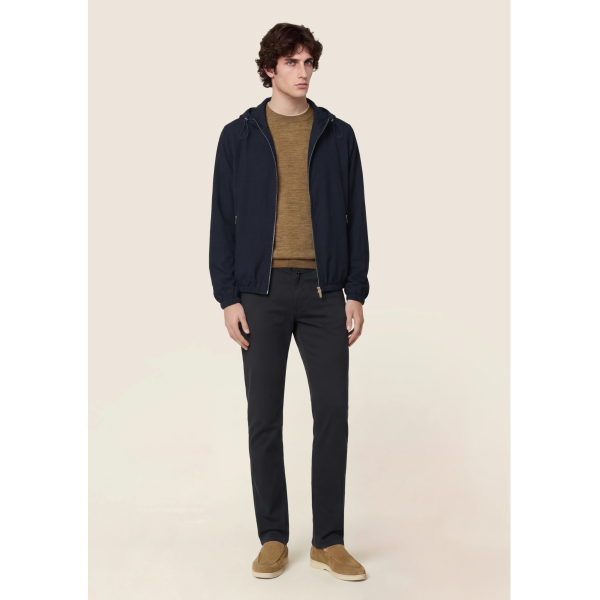 Pantalon slim 5 poches JACOB COHEN Nick gabardine extensible coton bleu marine