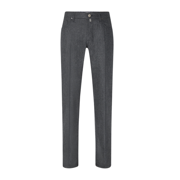 Pantalon 5 poches JACOB COHEN Bard regular-slim flanelle laine Vitale Barberis Canonico gris foncé chiné