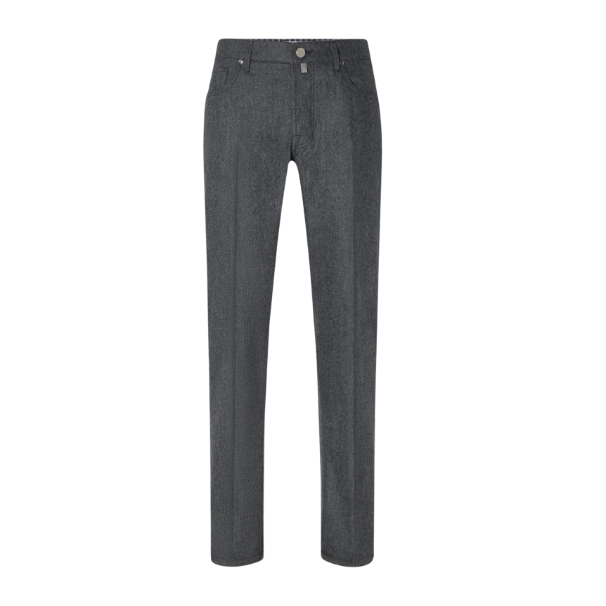 Pantalon 5 poches JACOB COHEN Bard regular-slim flanelle laine Vitale Barberis Canonico gris foncé chiné