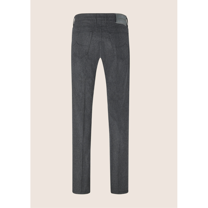 Pantalon 5 poches JACOB COHEN Bard regular-slim flanelle laine Vitale Barberis Canonico gris foncé chiné