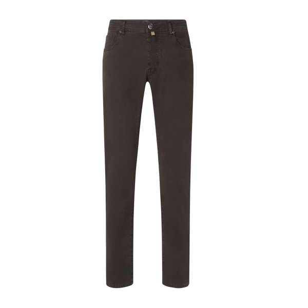 Pantalon Jean 5 poches JACOB COHEN Bard sergé extensible coton lyocell marron foncé