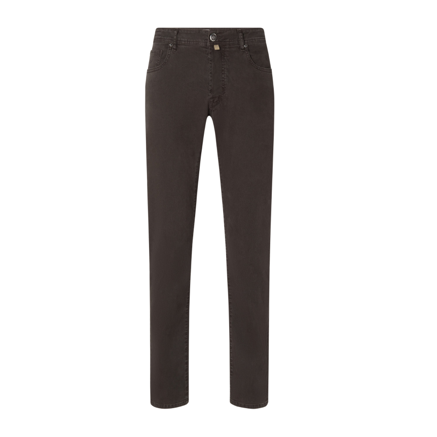 Pantalon Jean 5 poches JACOB COHEN Bard sergé extensible coton lyocell marron foncé