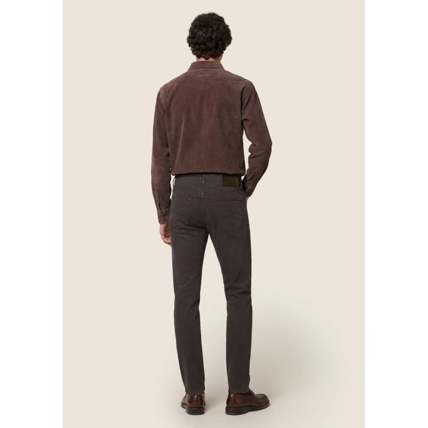 Pantalon Jean 5 poches JACOB COHEN Bard sergé extensible coton lyocell marron foncé