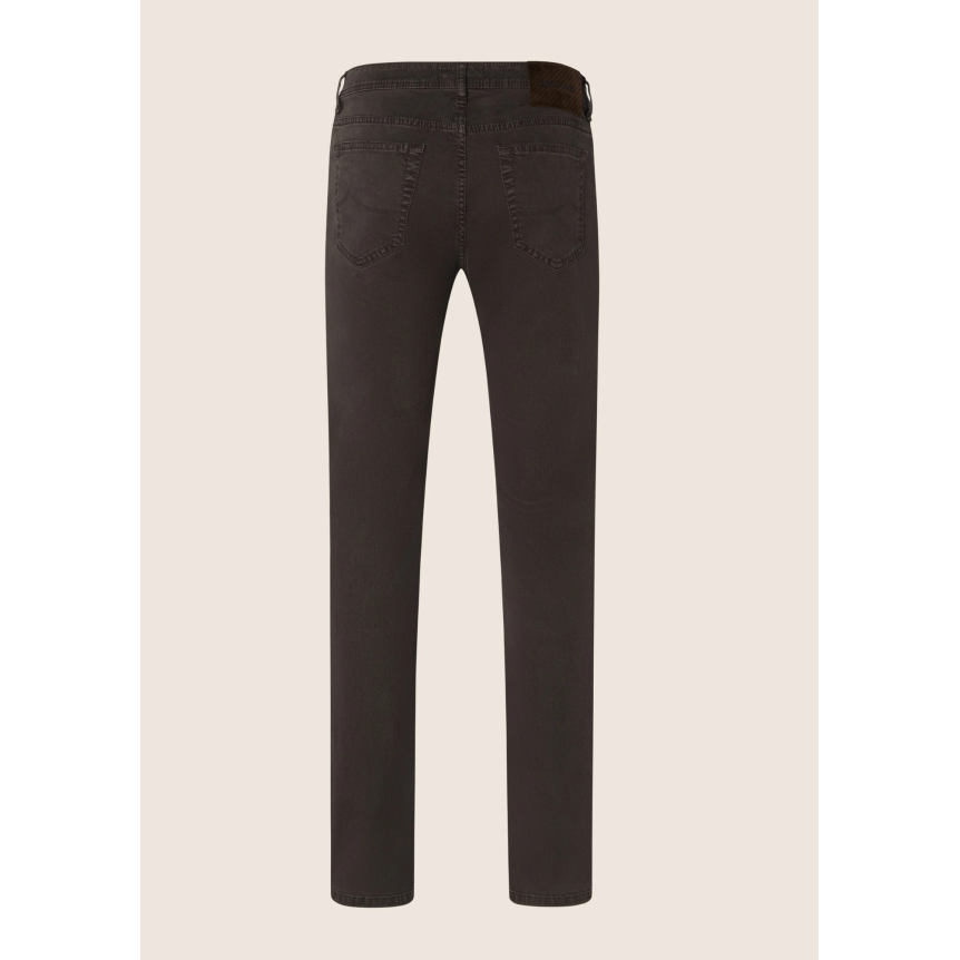 Pantalon Jean 5 poches JACOB COHEN Bard sergé extensible coton lyocell marron foncé
