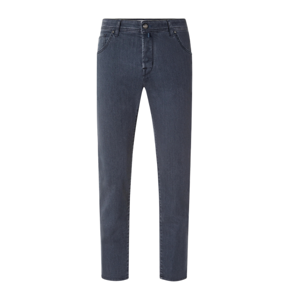 Jean 5 poches JACOB COHEN Scott carrot slim denim super extensible gris foncé délavé
