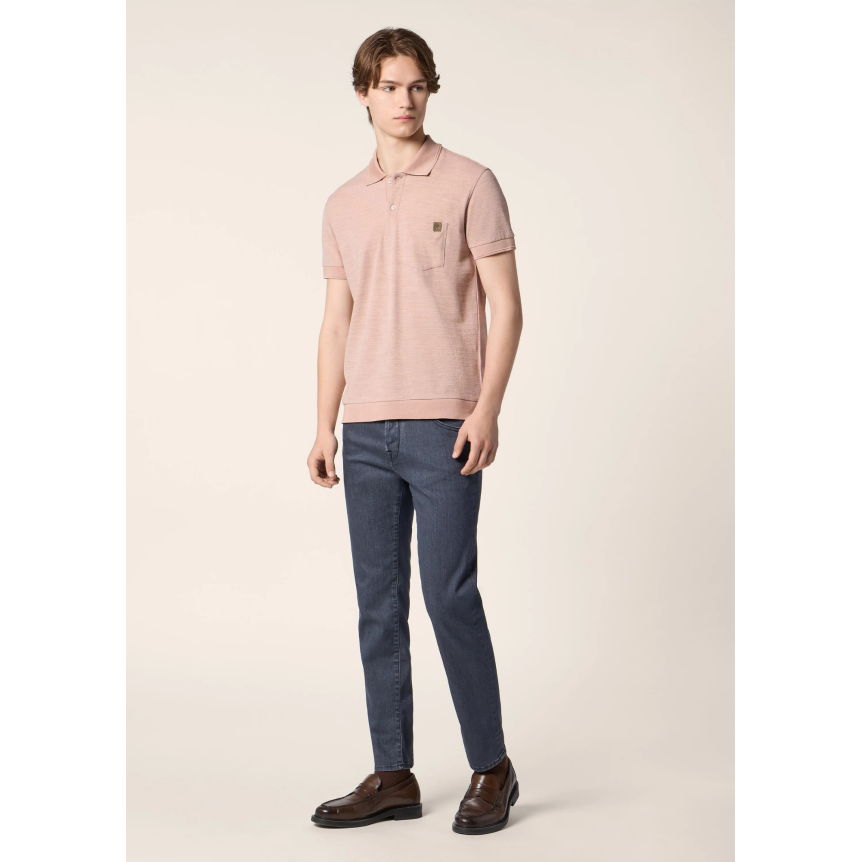 Jean 5 poches JACOB COHEN Scott carrot slim denim super extensible gris foncé délavé