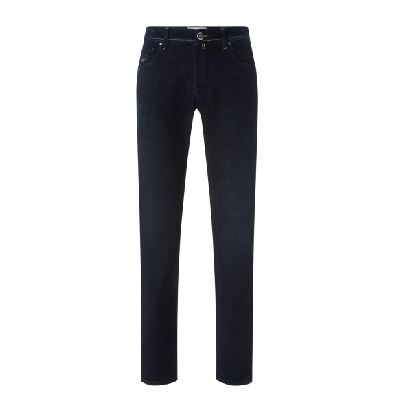 Jean 5 poches JACOB COHEN Bard Fast regular slim power denim stretch bleu foncé délavé