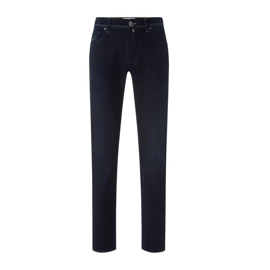 Jean 5 poches JACOB COHEN Bard Fast regular slim power denim stretch bleu foncé délavé