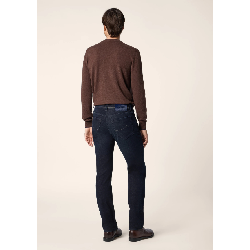 Jean 5 poches JACOB COHEN Bard Fast regular slim power denim stretch bleu foncé délavé