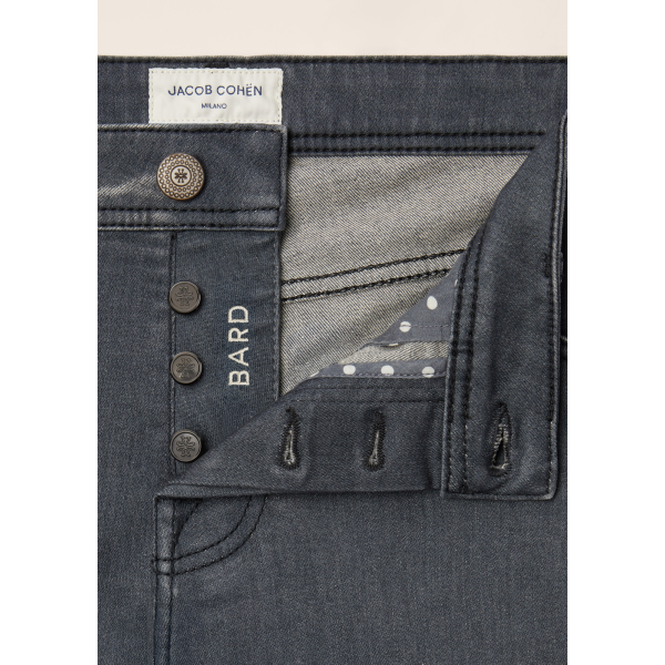 Jean JACOB COHEN Bard 5 poches regular slim denim super stretch gris foncé délavé