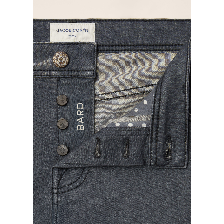 Jean JACOB COHEN Bard 5 poches regular slim denim super stretch gris foncé délavé