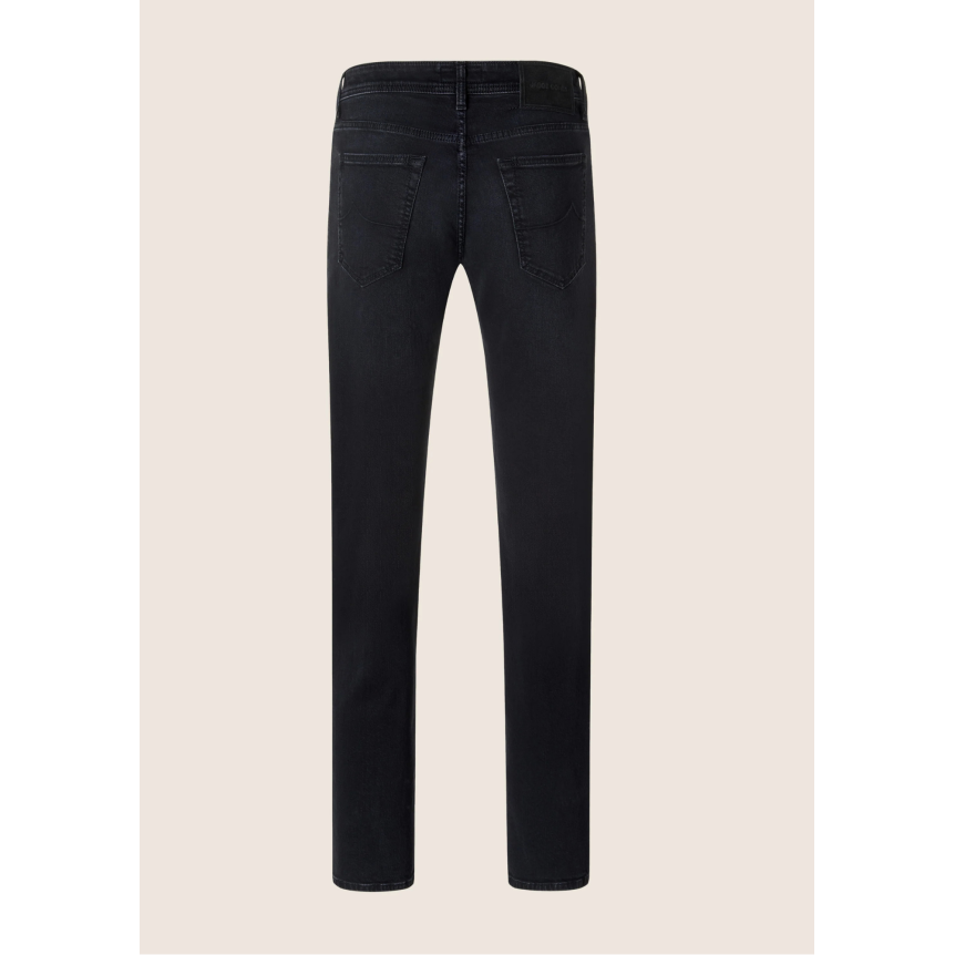 Jeans 5 poches JACOB COHEN Bard regular slim denim extensible coton bio noir foncé délavé vintage