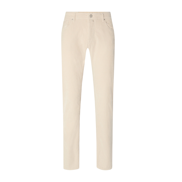 Pantalon 5 poches JACOB COHEN Bard velours côtelé extensible coton beige clair