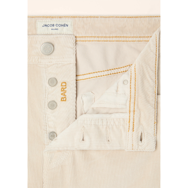 Pantalon 5 poches JACOB COHEN Bard velours côtelé extensible coton beige clair